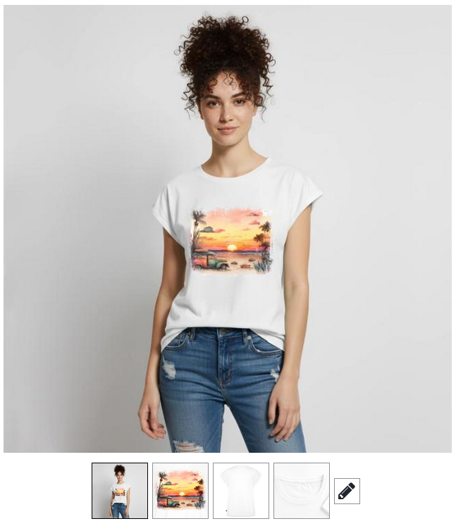 T-Shirt Stil Strand mit Sonnenuntergang Freitag